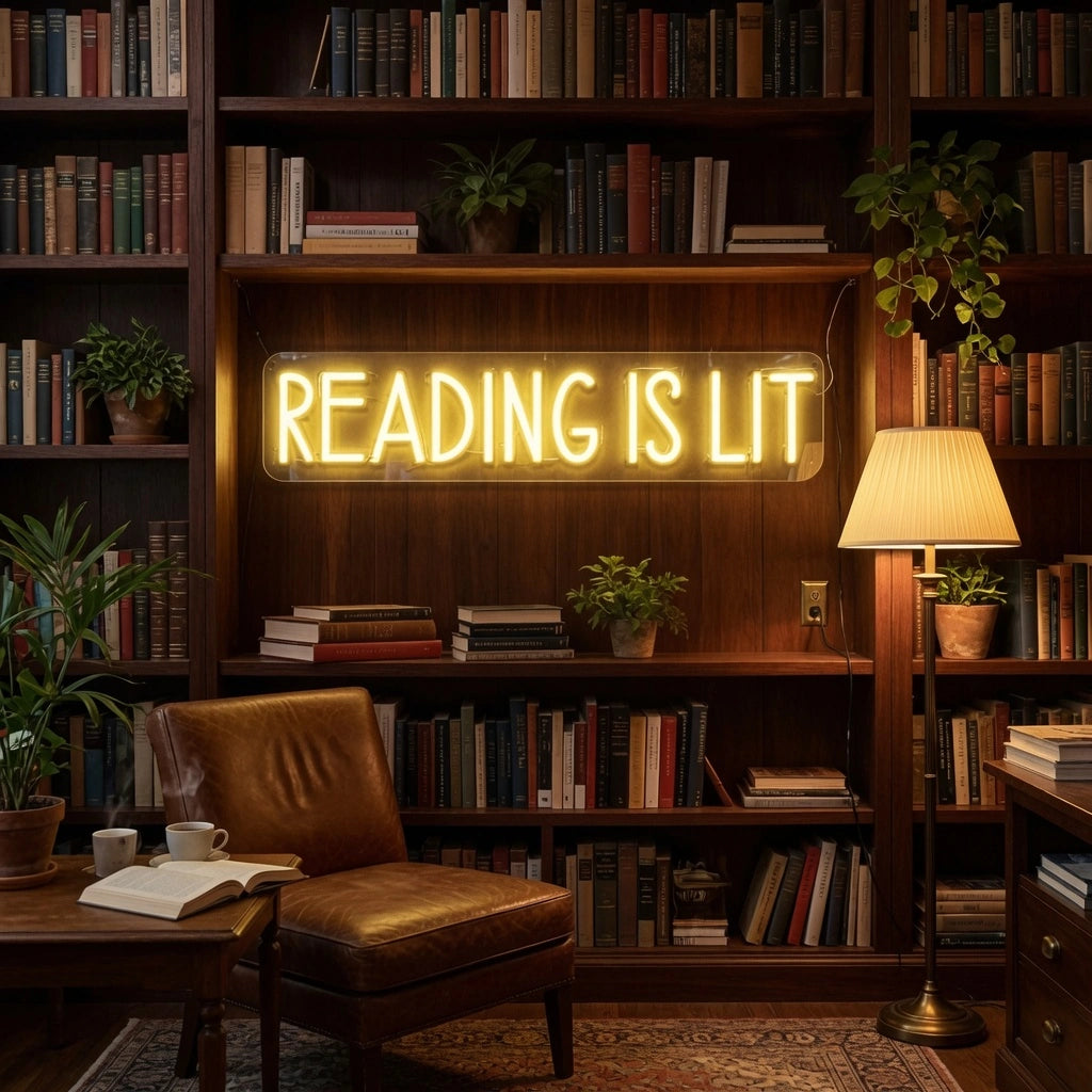 Reading Is Lit LED Neon Sign - 03 Real Lifestyle Scene