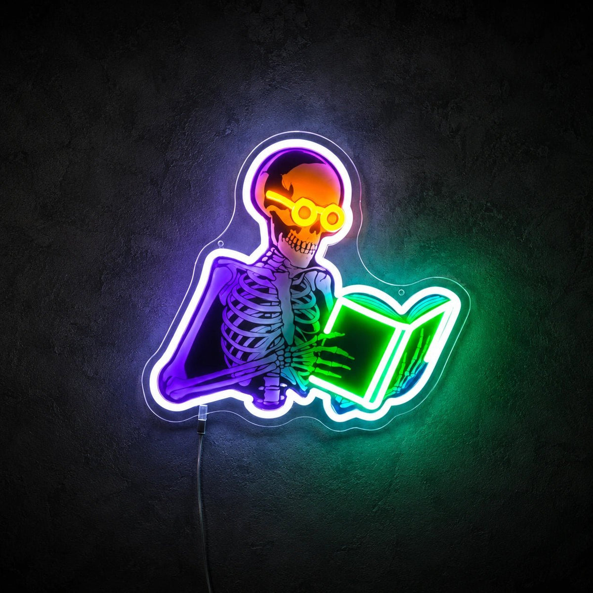 Reading Skeleton Book LED Neon Sign - Shineneon