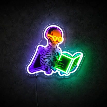 Reading Skeleton Book LED Neon Sign - Shineneon