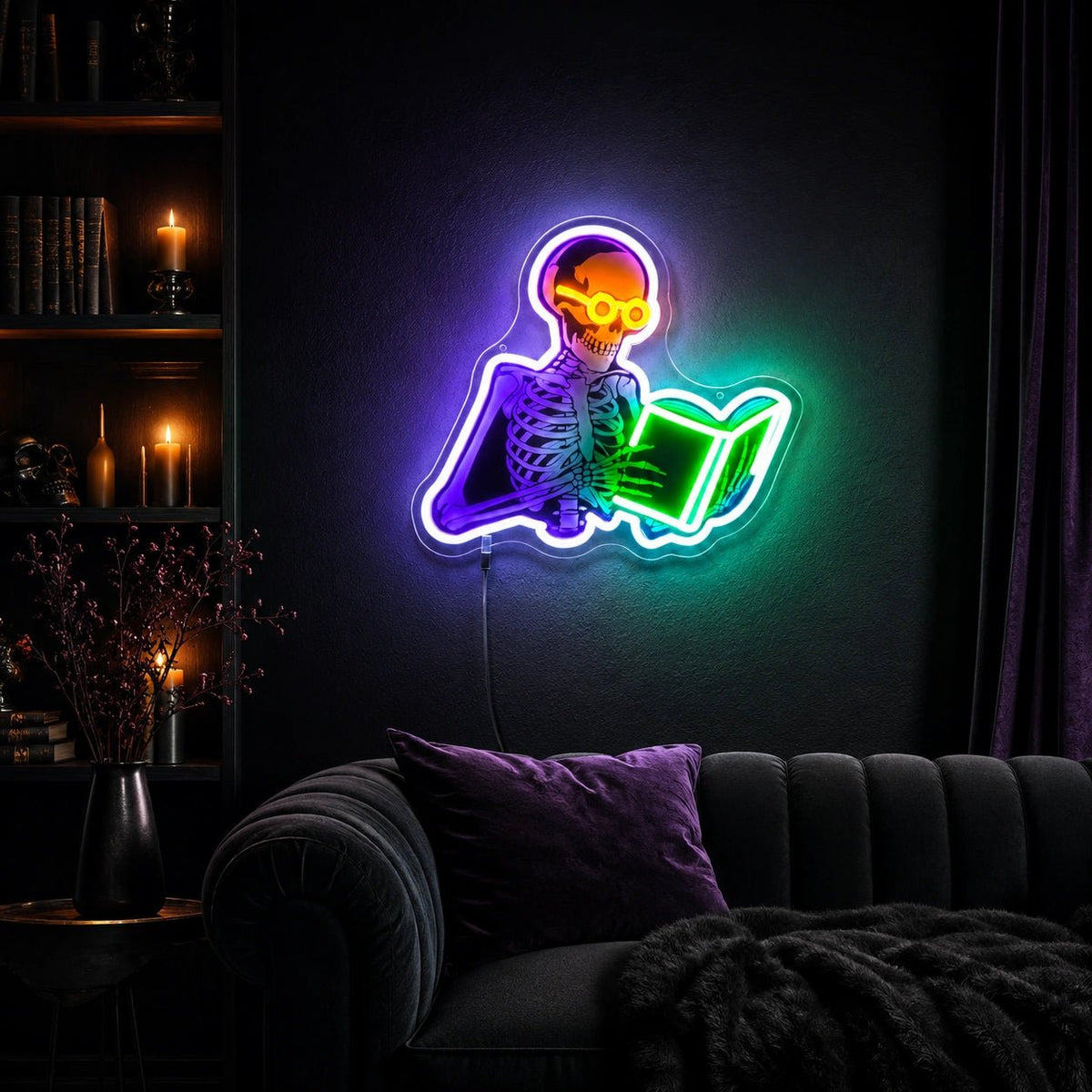 Reading Skeleton Book LED Neon Sign - Shineneon