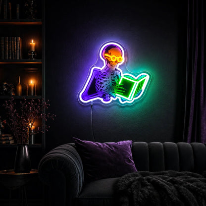 Reading Skeleton Book LED Neon Sign - Shineneon