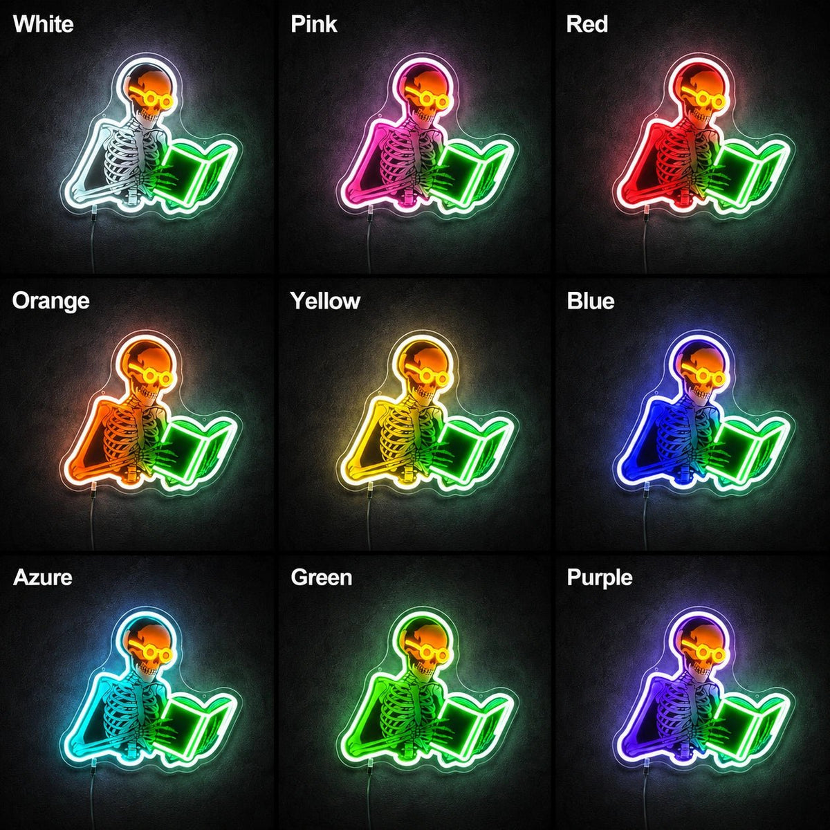 Reading Skeleton Book LED Neon Sign - Shineneon
