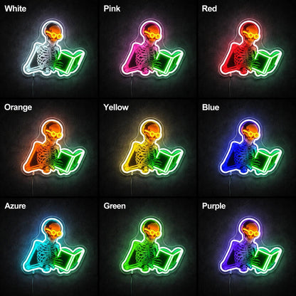 Reading Skeleton Book LED Neon Sign - Shineneon