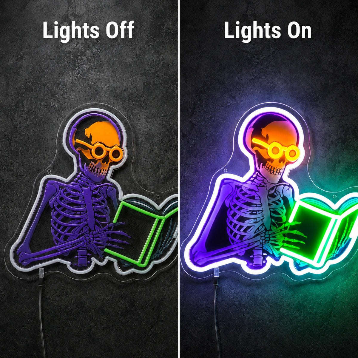Reading Skeleton Book LED Neon Sign - Shineneon