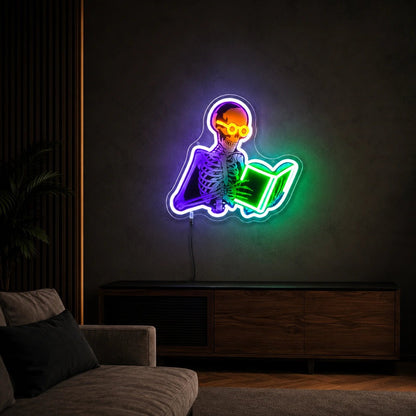 Reading Skeleton Book LED Neon Sign - Shineneon