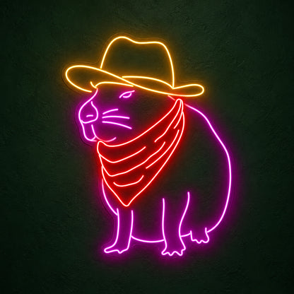 Cowboy Cat With Bandana LED Neon Sign - product hero
