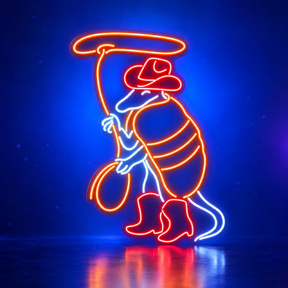 Cowboy Shrimp With Lasso LED Neon Sign - advertising view