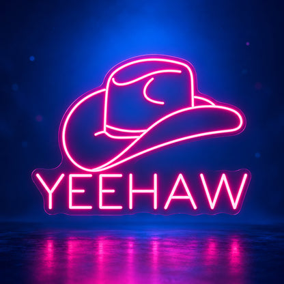 Yeehaw Cowboy Hat LED Neon Sign - advertising view