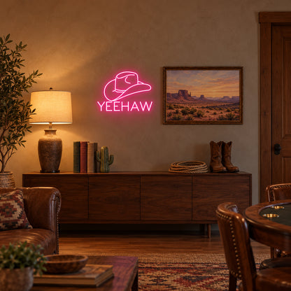 Yeehaw Cowboy Hat LED Neon Sign - lifestyle view