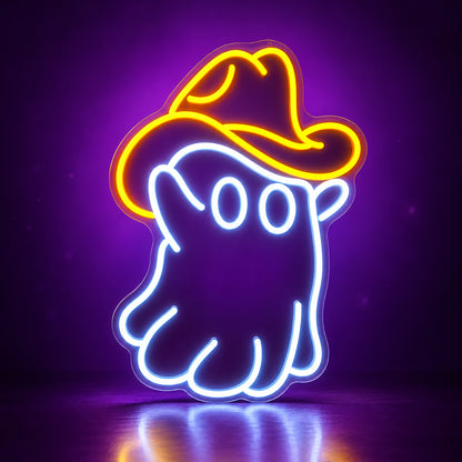 Cowboy Ghost LED Neon Sign - advertising view