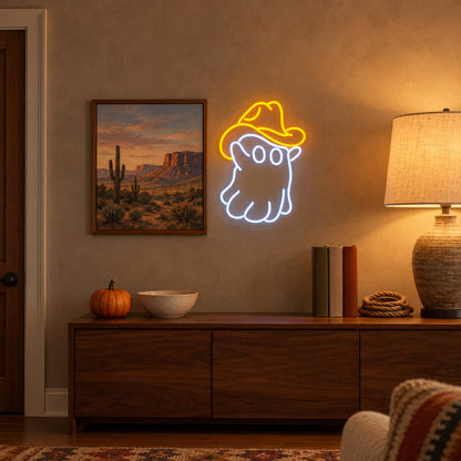 Cowboy Ghost LED Neon Sign - lifestyle view
