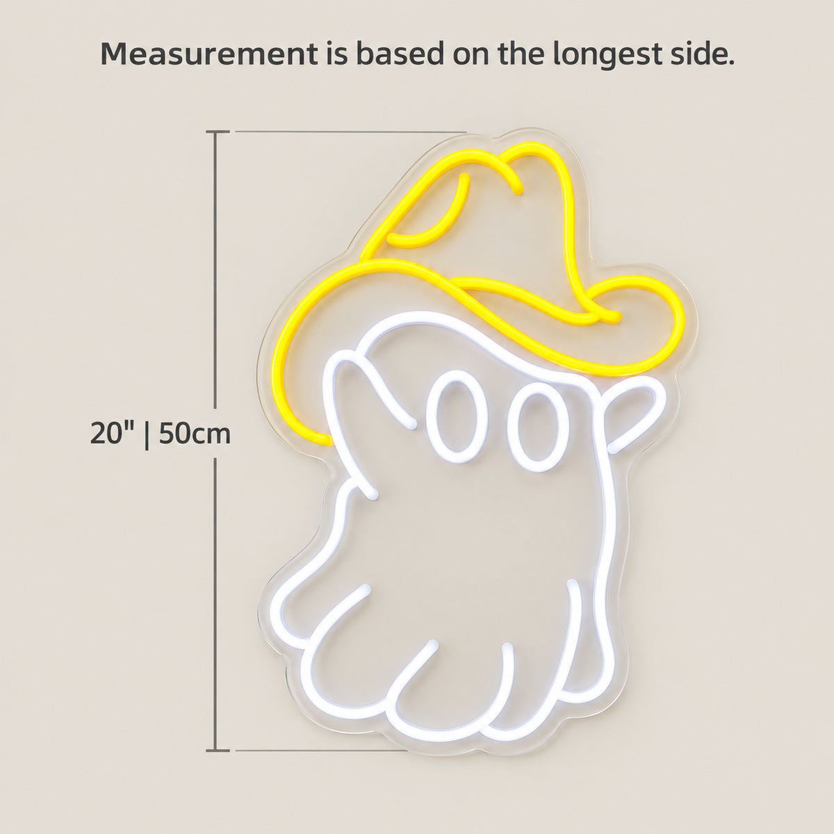 Cowboy Ghost LED Neon Sign - size guide