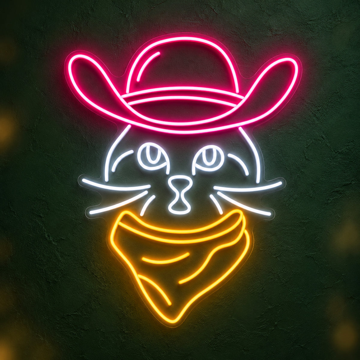 Cowboy Cat Face LED Neon Sign - product hero
