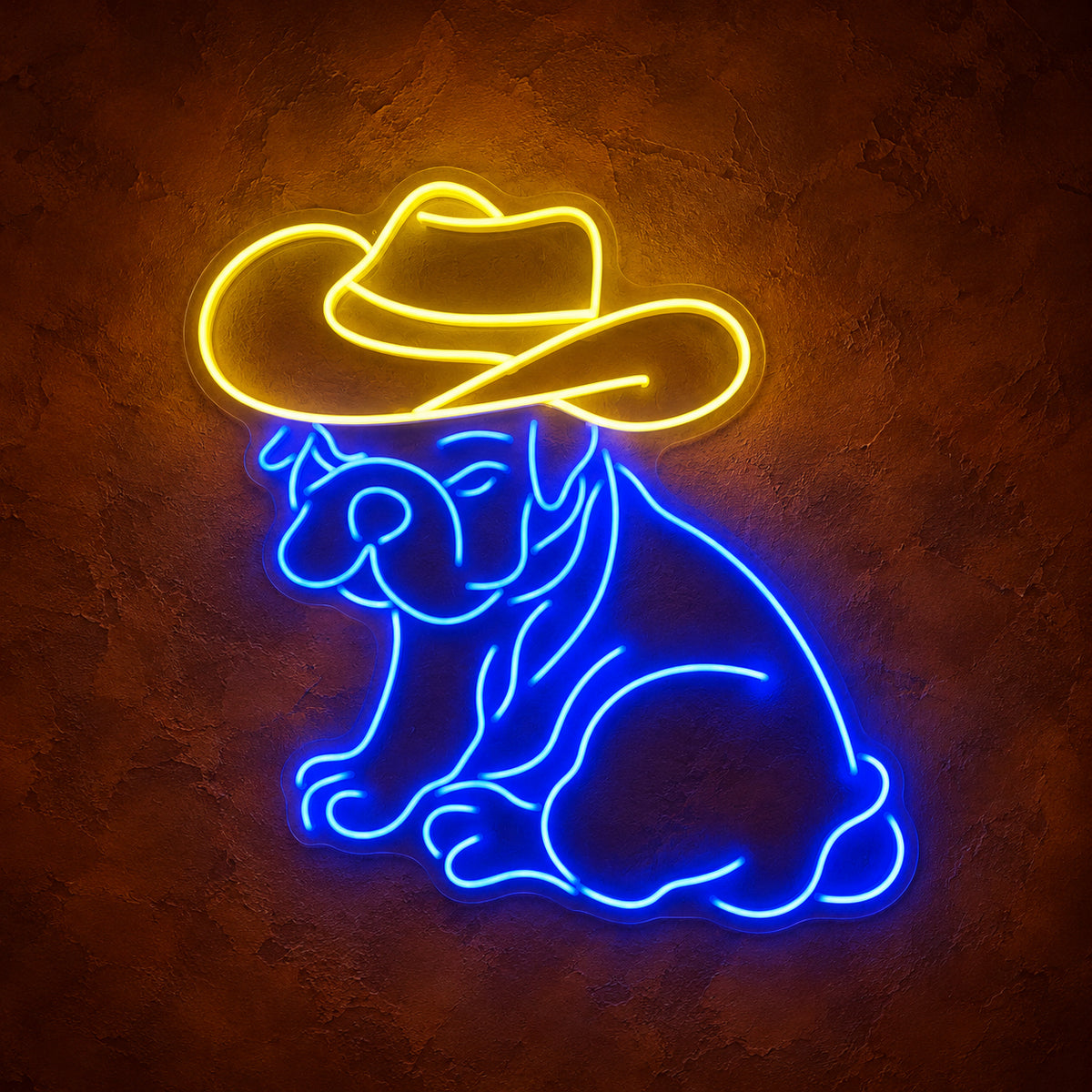 Sitting Cowboy Bulldog LED Neon Sign - product hero