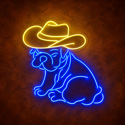 Sitting Cowboy Bulldog LED Neon Sign - product hero