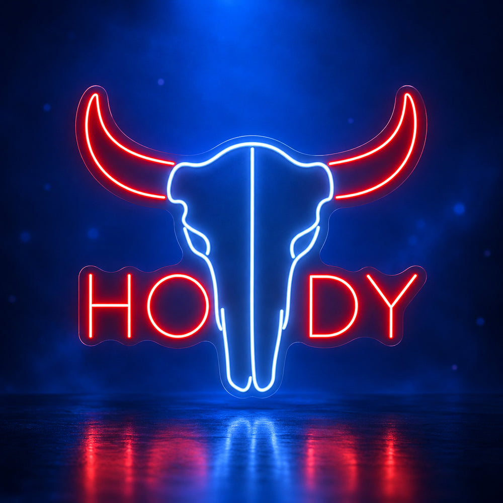 Howdy Longhorn Skull LED Neon Sign – Shineneon