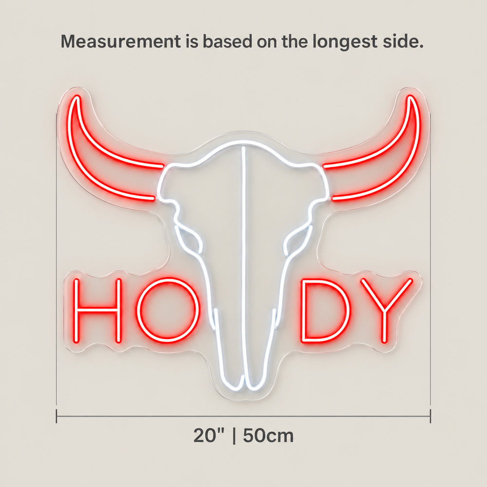 Howdy Longhorn Skull LED Neon Sign – Shineneon
