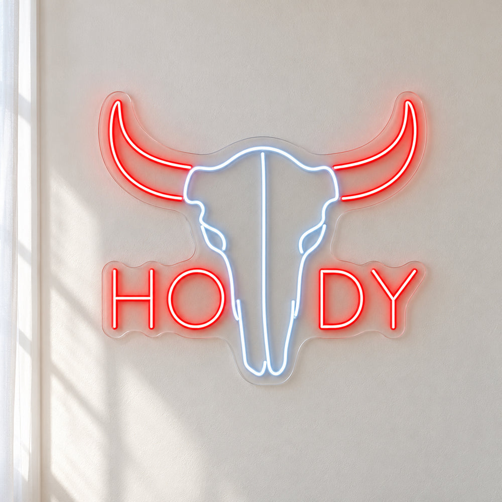 Howdy Longhorn Skull LED Neon Sign – Shineneon