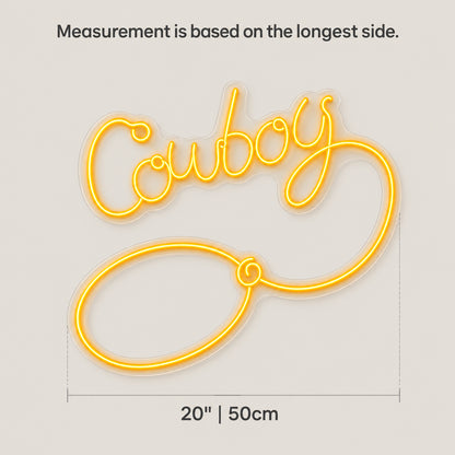 Cowboy Lasso LED Neon Sign - size guide