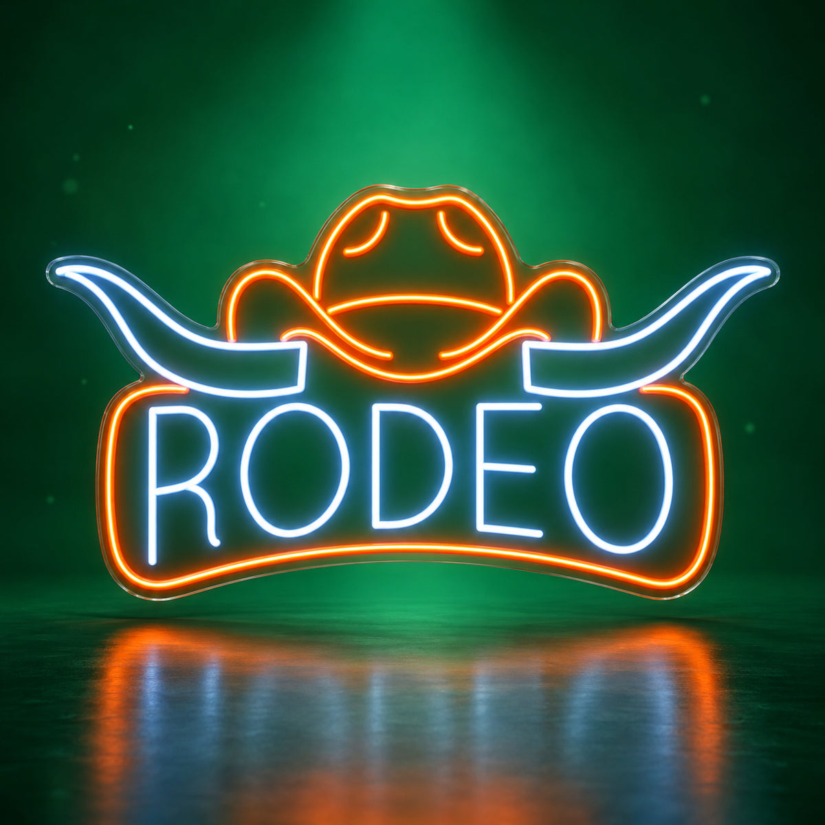 Rodeo Longhorn Badge LED Neon Sign - advertising view