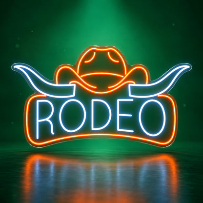 Rodeo Longhorn Badge LED Neon Sign - advertising view