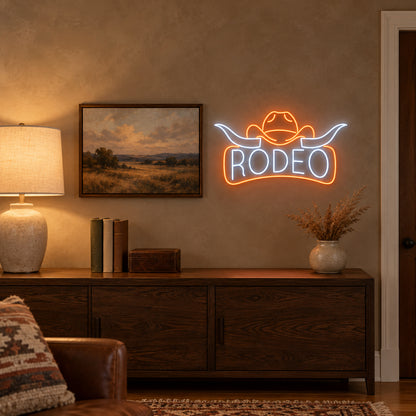 Rodeo Longhorn Badge LED Neon Sign - lifestyle view
