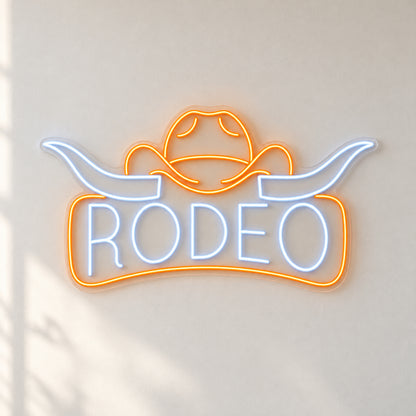 Rodeo Longhorn Badge LED Neon Sign - natural light view