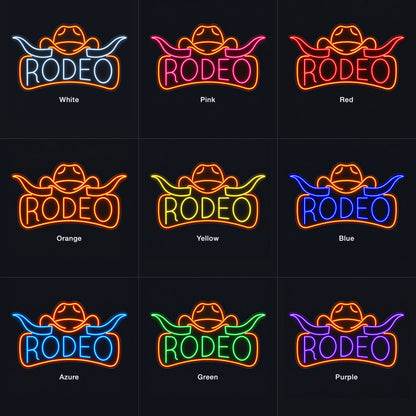 Rodeo Longhorn Badge LED Neon Sign - nine-color grid