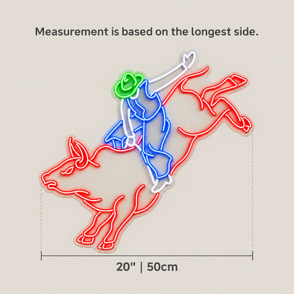 Rodeo Bull Rider LED Neon Sign - size guide