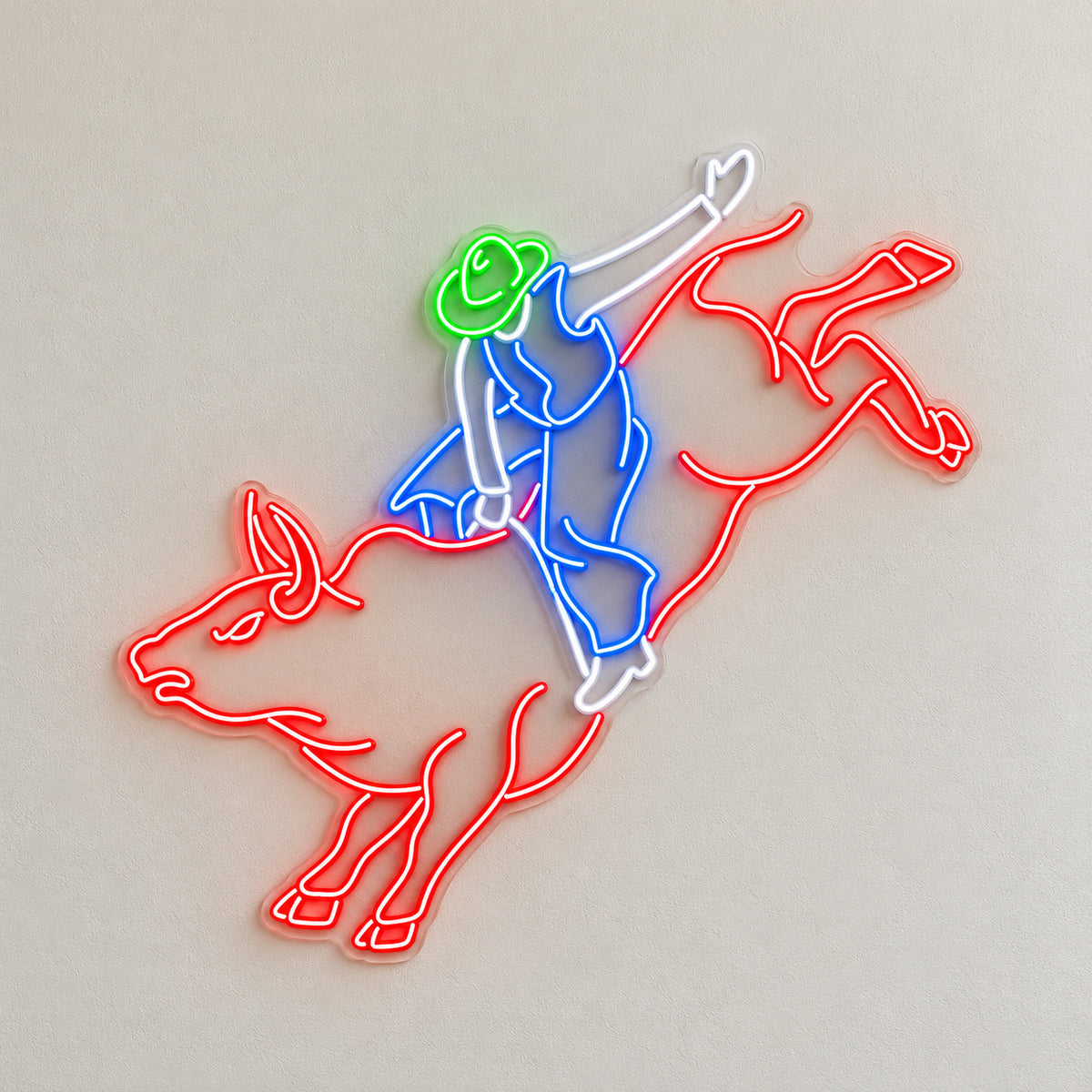 Rodeo Bull Rider LED Neon Sign - natural light view