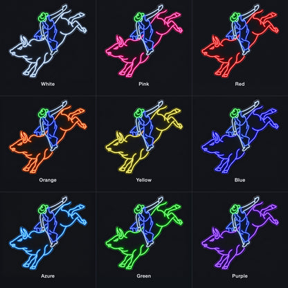 Rodeo Bull Rider LED Neon Sign - nine-color grid
