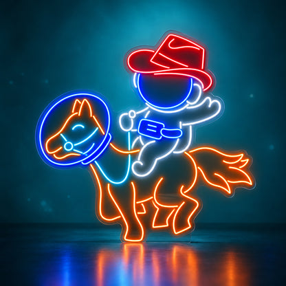 Astronaut Cowboy On Horse LED Neon Sign - advertising view