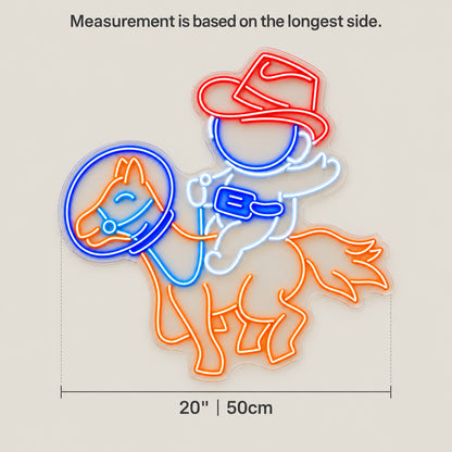 Astronaut Cowboy On Horse LED Neon Sign - size guide