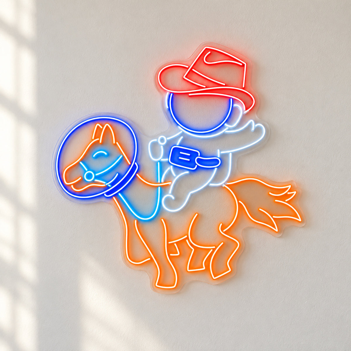 Astronaut Cowboy On Horse LED Neon Sign - natural light view