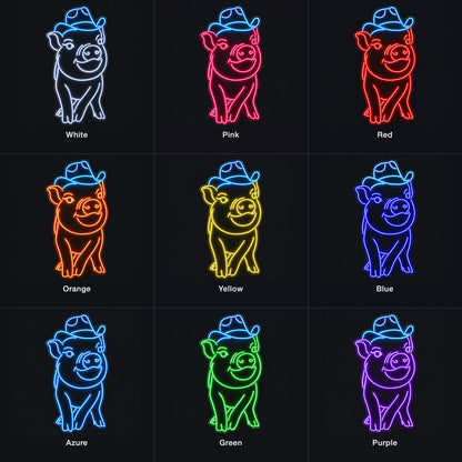 Cowboy Pig LED Neon Sign - nine-color grid