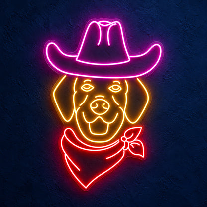 Cowboy Dog Portrait LED Neon Sign - product hero