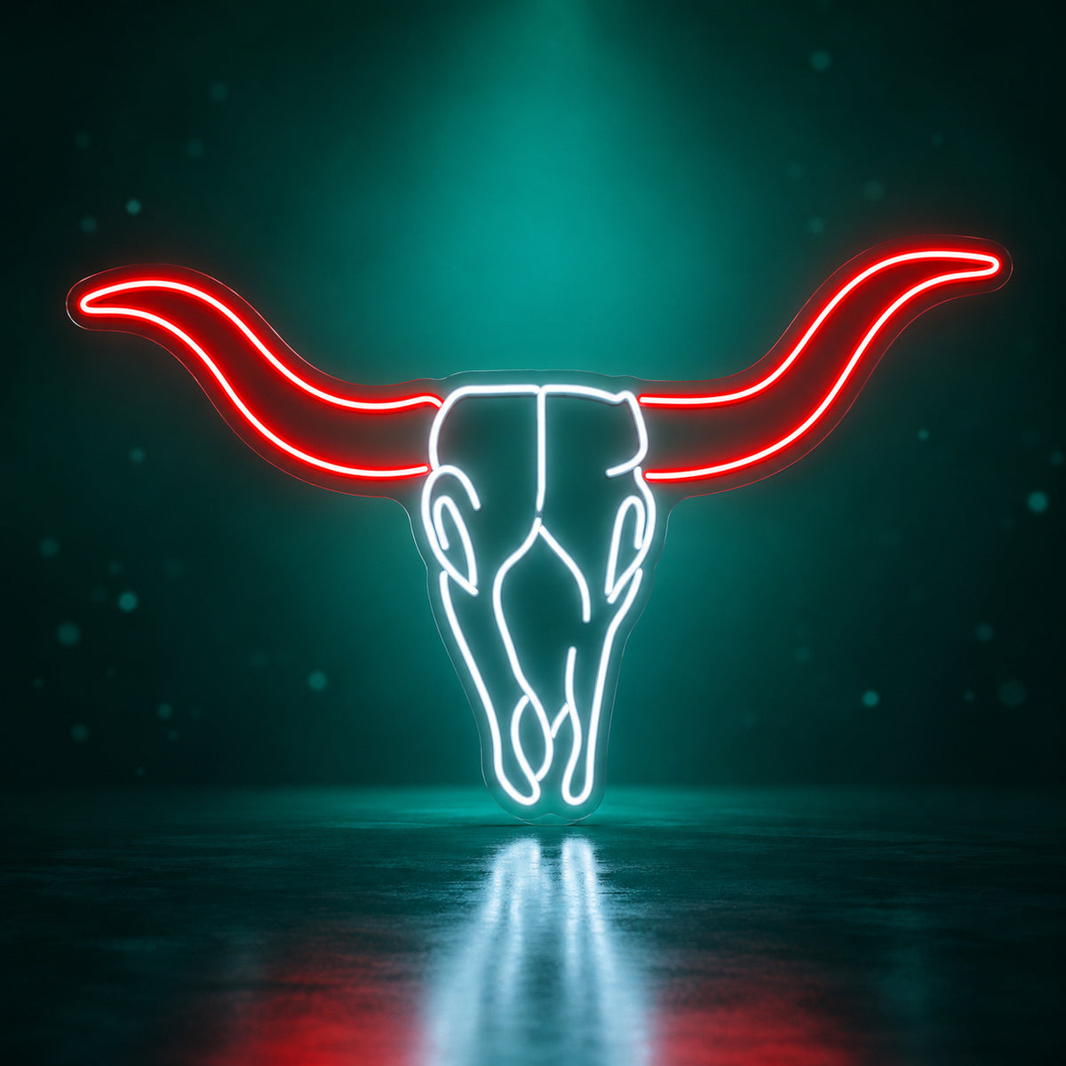 Longhorn Skull Outline LED Neon Sign - advertising view