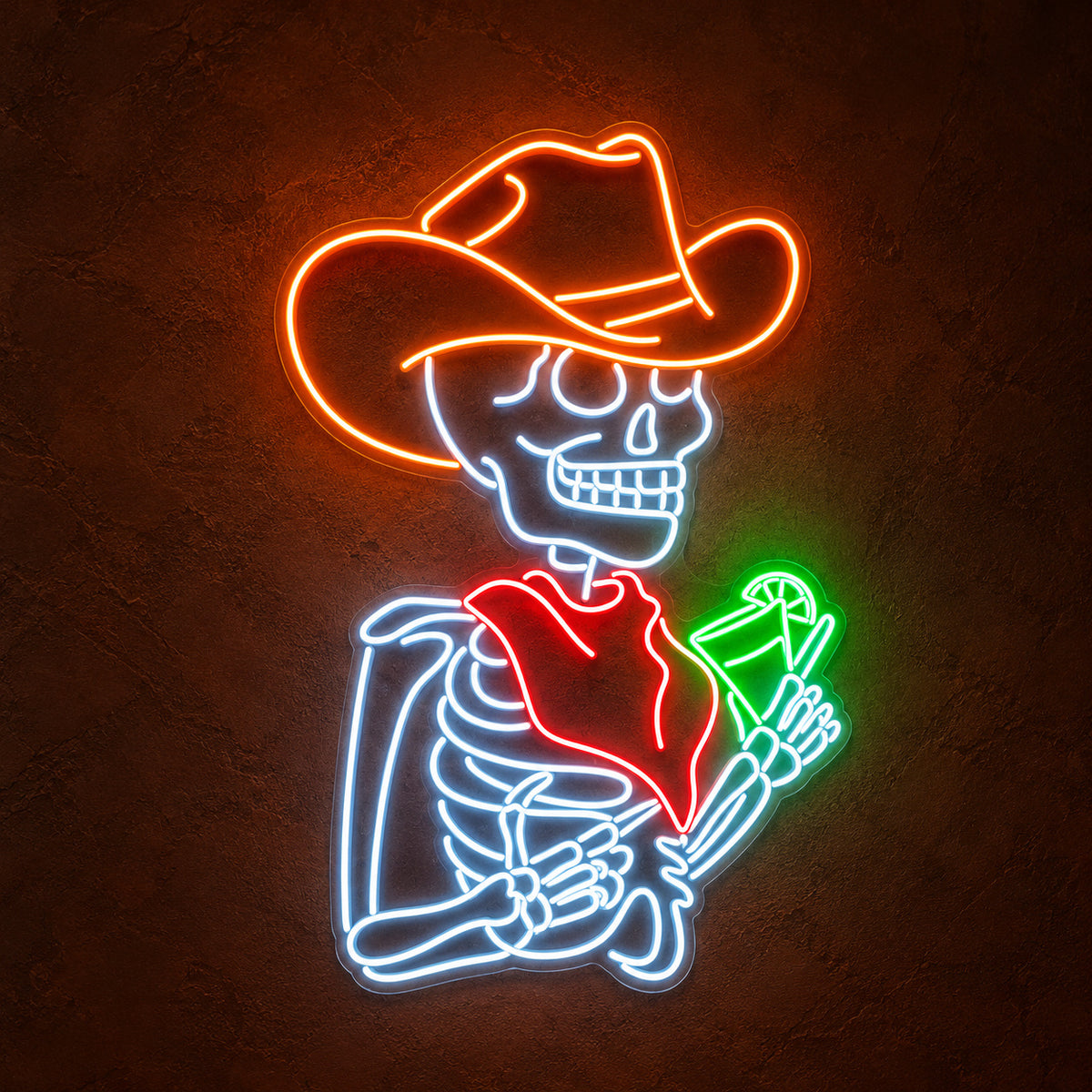 Cowboy Skeleton Holding Cactus LED Neon Sign - product hero