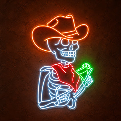 Cowboy Skeleton Holding Cactus LED Neon Sign - product hero