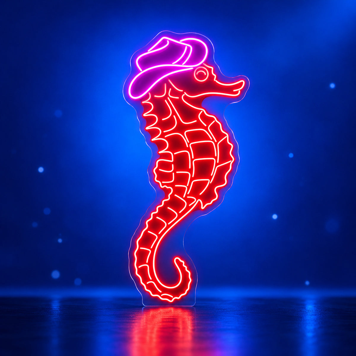 Cowboy Seahorse LED Neon Sign - advertising view