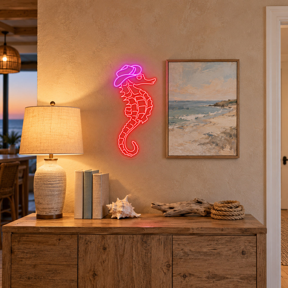 Cowboy Seahorse LED Neon Sign - lifestyle view