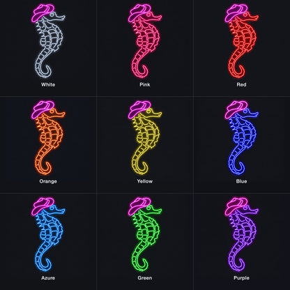 Cowboy Seahorse LED Neon Sign - nine-color grid