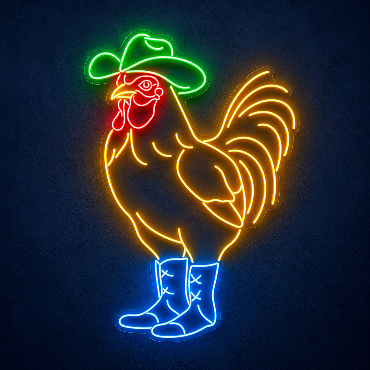 Cowboy Rooster With Boots LED Neon Sign - product hero