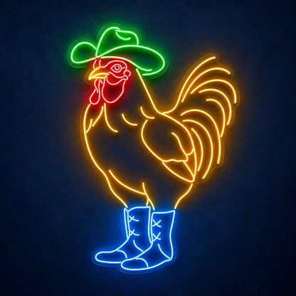 Cowboy Rooster With Boots LED Neon Sign - product hero