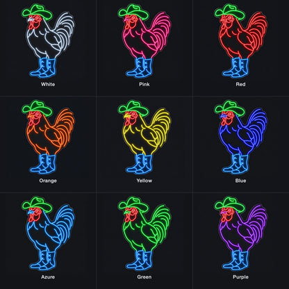 Cowboy Rooster With Boots LED Neon Sign - nine-color grid