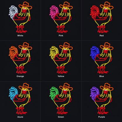 Cowboy Rooster With Bandana LED Neon Sign - nine-color grid