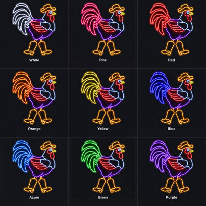 Cowboy Rooster With Western Boots LED Neon Sign - nine-color grid