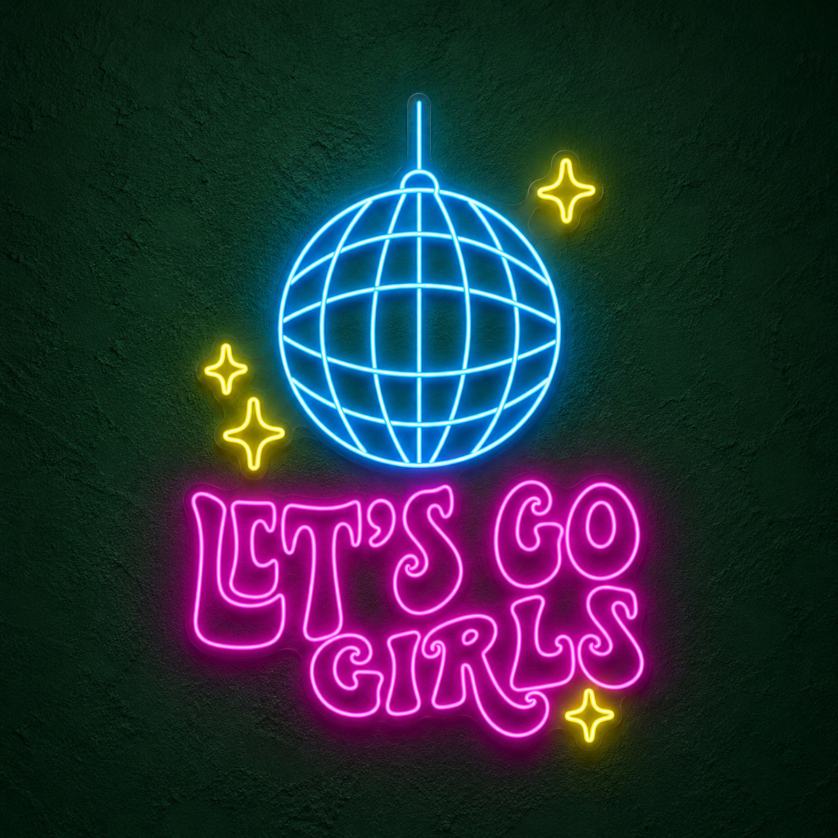Let's Go Girls Disco Ball LED Neon Sign - product hero