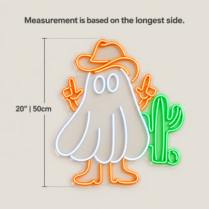 Cowboy Ghost With Cactus LED Neon Sign - size guide