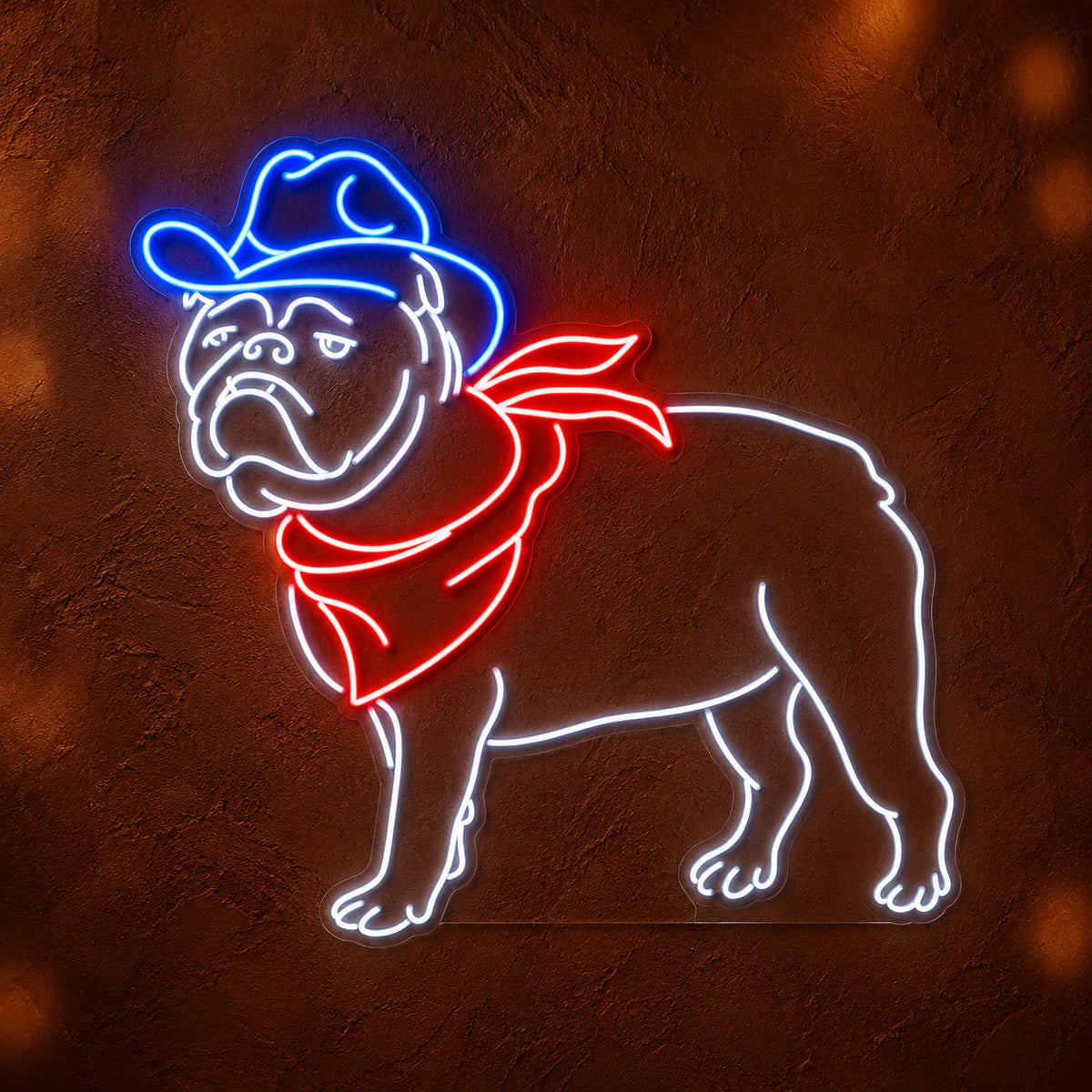 Cowboy Bulldog Portrait LED Neon Sign - product hero